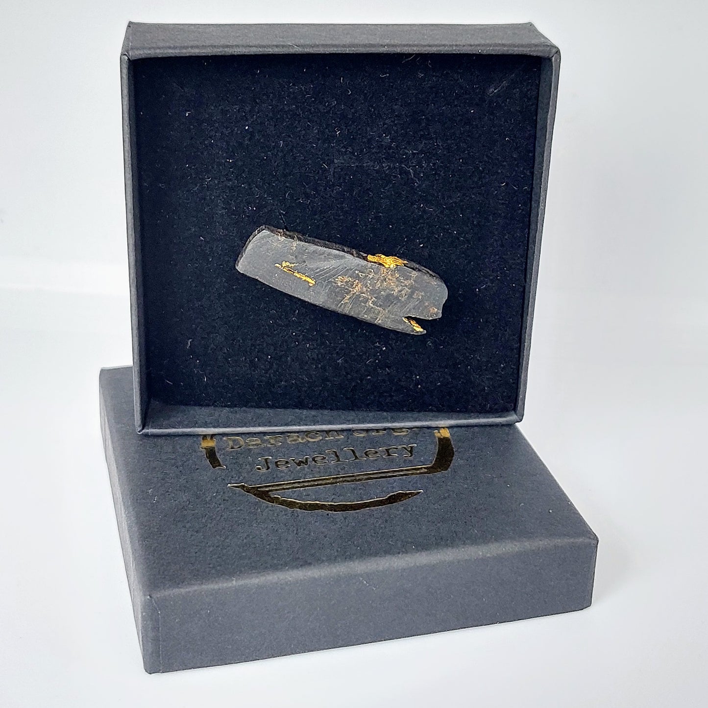 Riley - Irish bog oak brooch with 23.75ct gold leaf