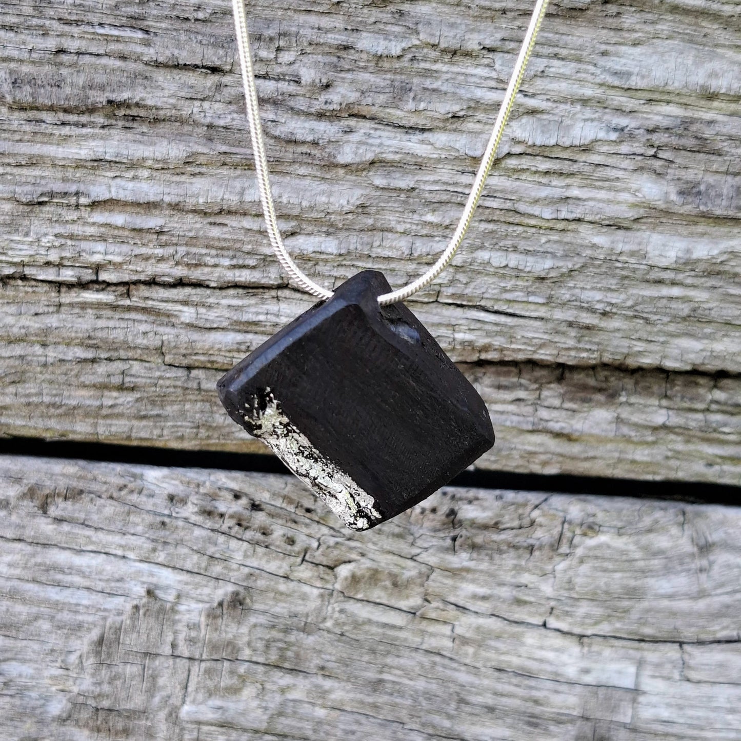Meara - Irish bog oak with fine silver leaf