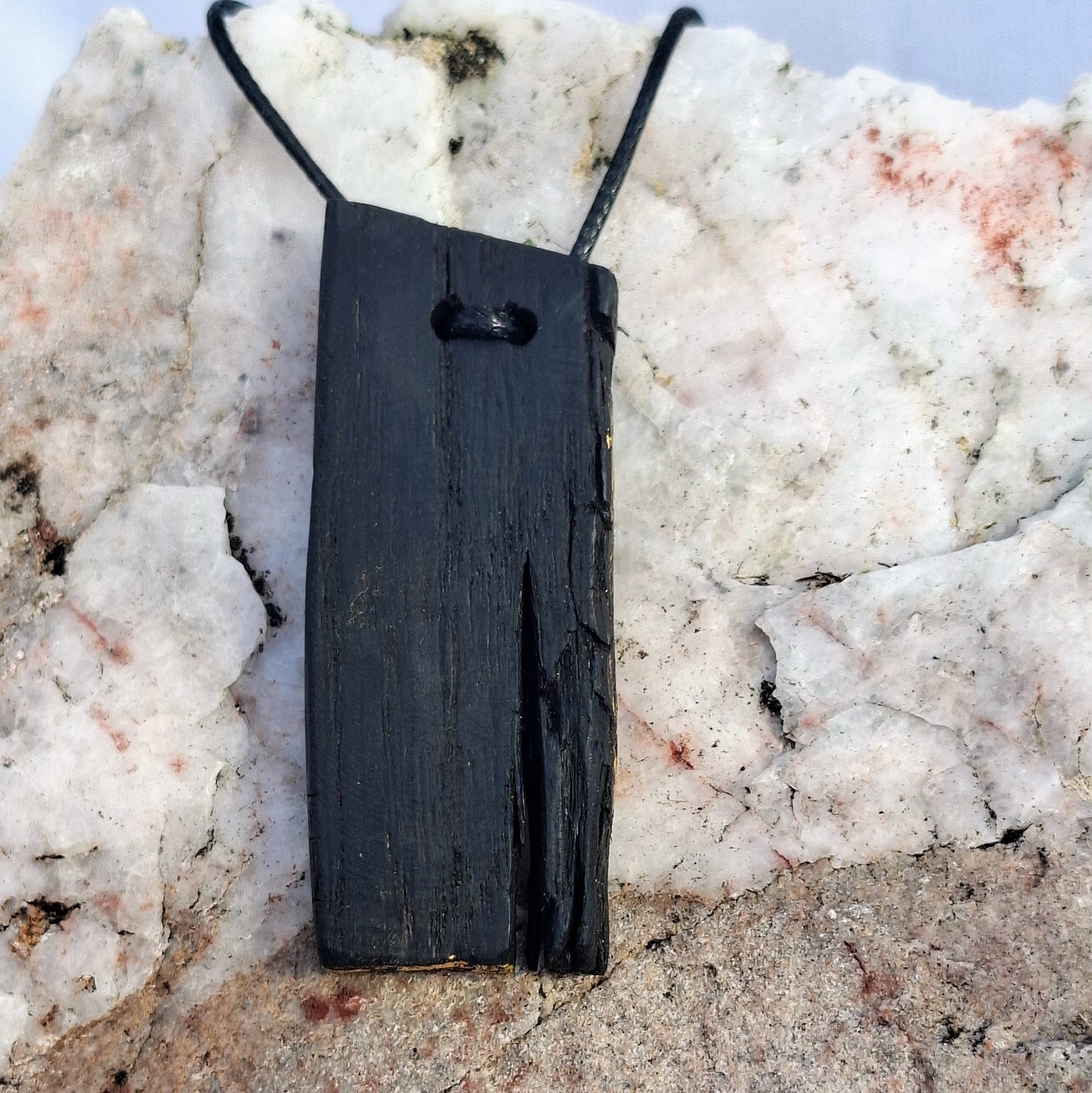 Nuada - Irish bog oak necklace with 23.75ct gold leaf