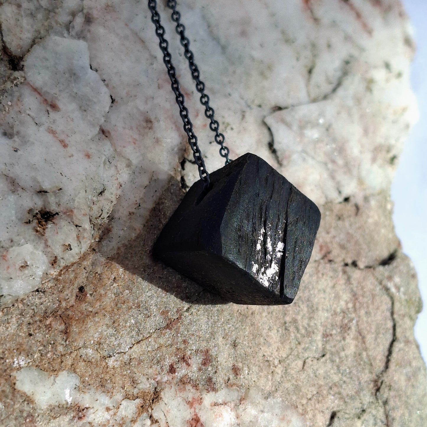 Edana- Irish bog oak with fine silver leaf