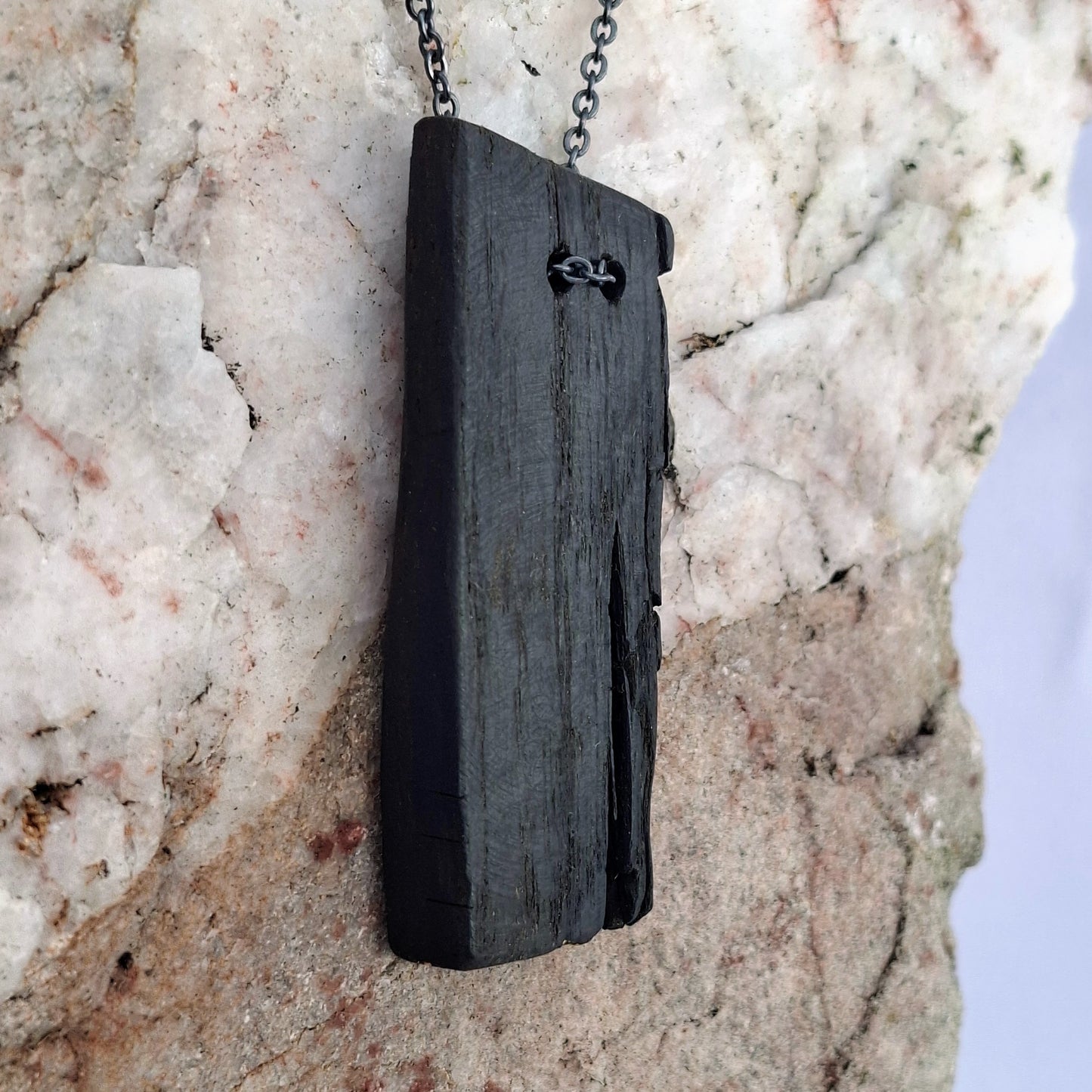 Nuada - Irish bog oak necklace with 23.75ct gold leaf