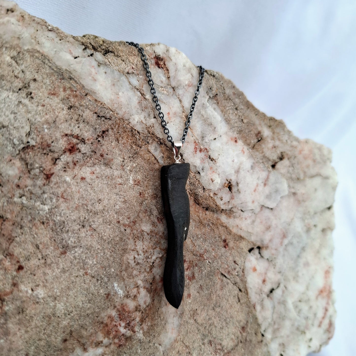 Méar Cailleach III - Irish bog oak with fine silver leaf