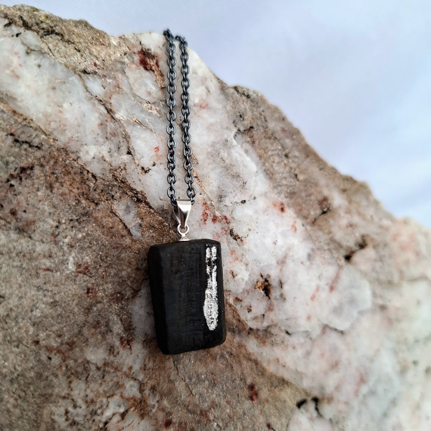 Bedelia - Irish bog oak with fine silver leaf