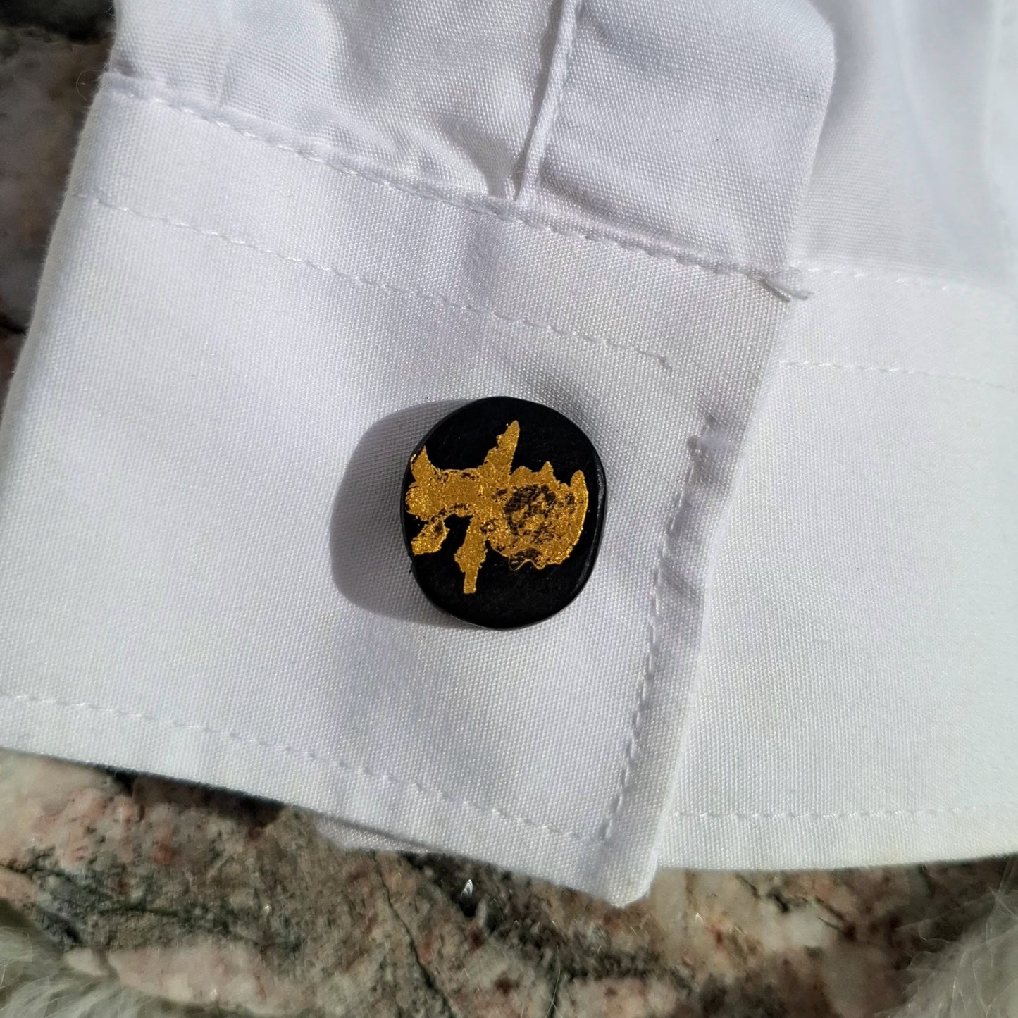 Irish bog oak Cufflinks with 23.75kt gold leaf