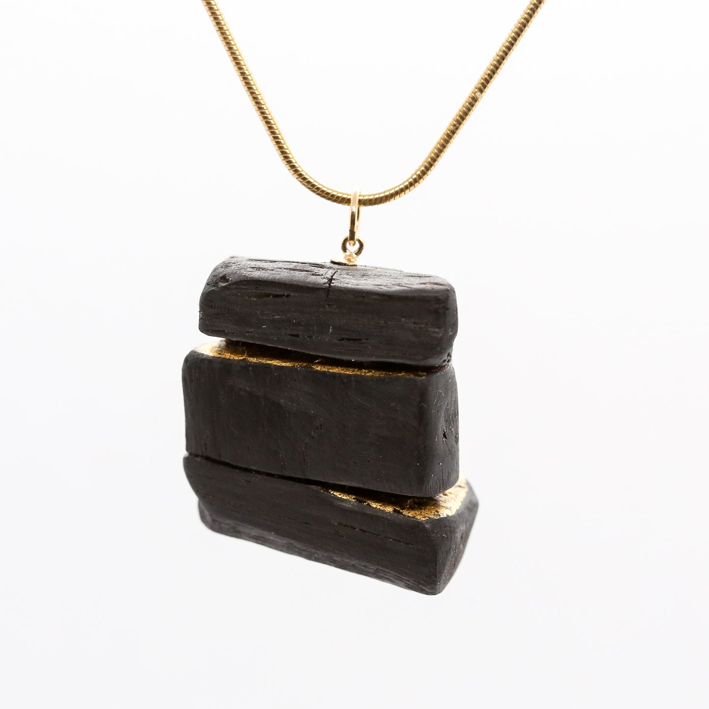Turf Footin' - Irish bog oak necklace with 23.75ct gold leaf