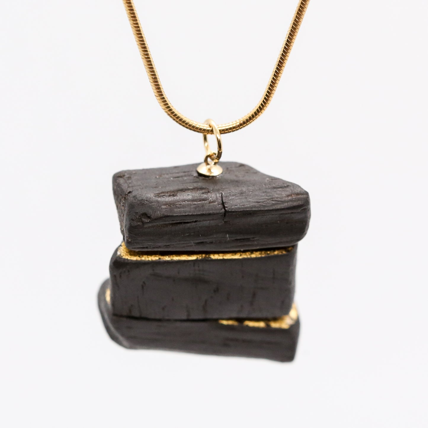 Turf Footin' - Irish bog oak necklace with 23.75ct gold leaf