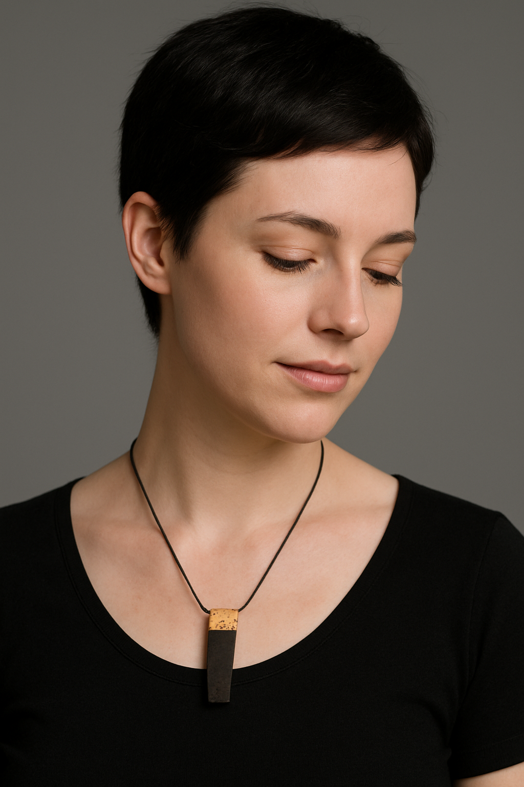 Órfhlaith - Irish bog oak necklace with 23.75ct gold leaf