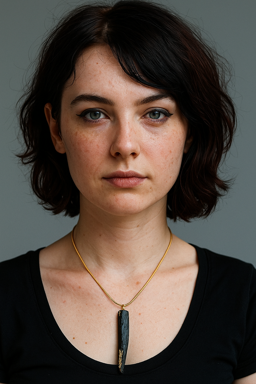 Saoirse - Irish bog oak necklace with 23.75ct gold leaf