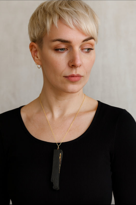 Bua - Irish bog oak necklace with 23.75kt gold leaf