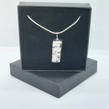 Muireann - Irish bog oak with fine silver leaf and sterling silver chain