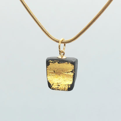 Aoibheann  - Irish bog oak necklace with 23.75ct gold leaf
