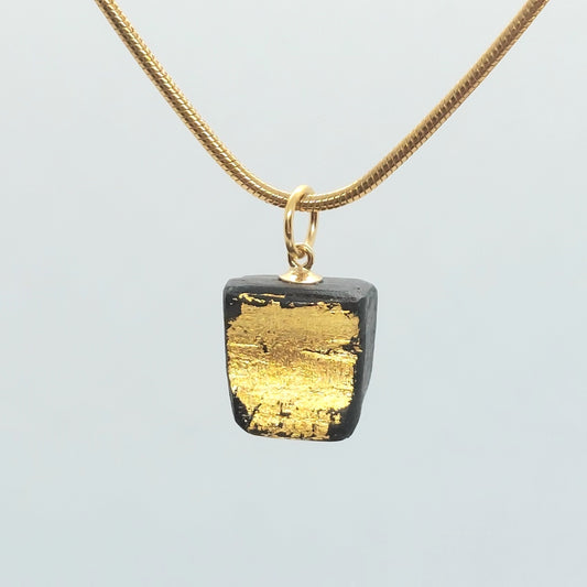 Aoibheann  - Irish bog oak necklace with 23.75ct gold leaf