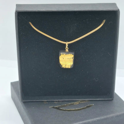 Aoibheann  - Irish bog oak necklace with 23.75ct gold leaf