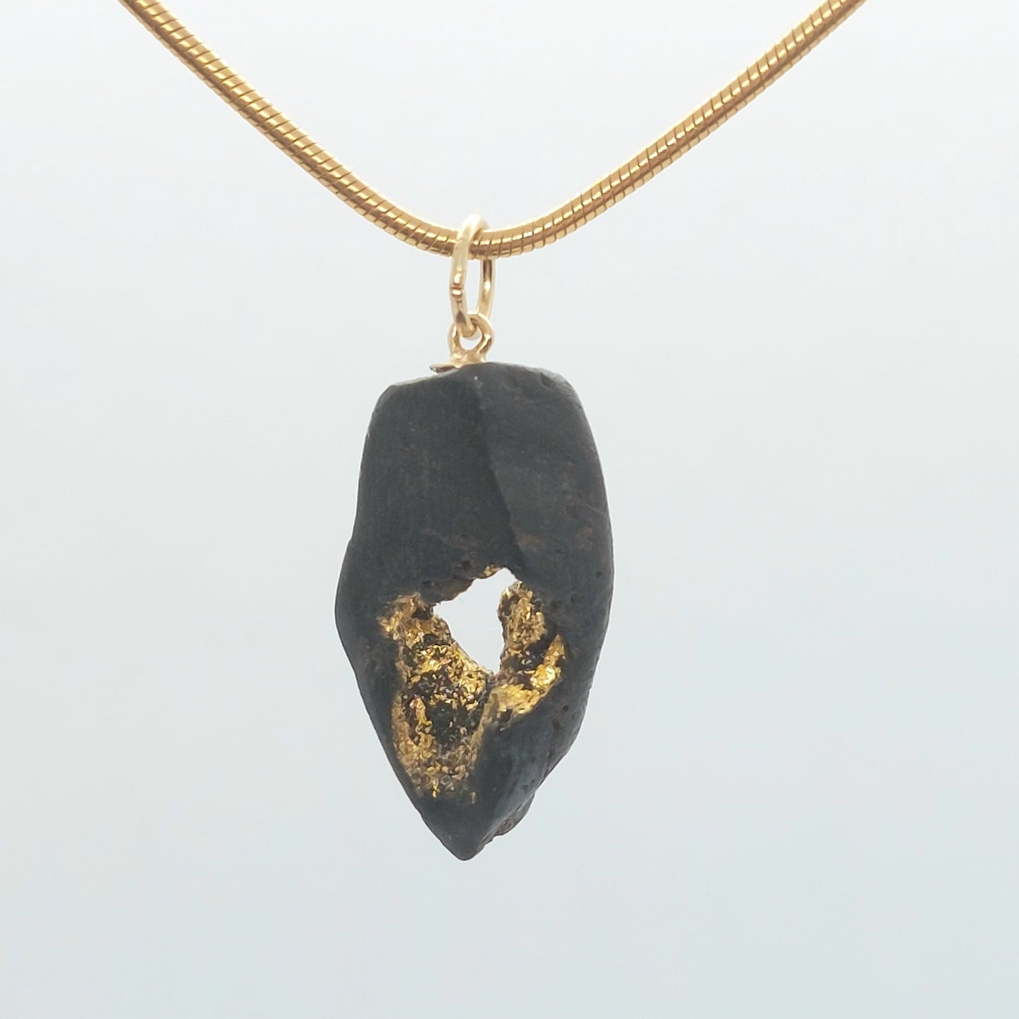 Scáthach  - Irish bog oak necklace with 23.75ct gold leaf