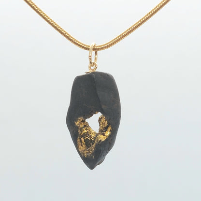 Scáthach  - Irish bog oak necklace with 23.75ct gold leaf