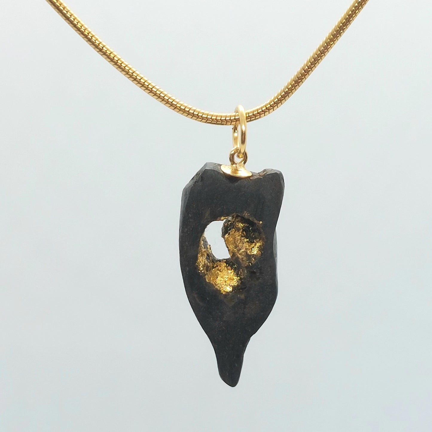 Rosaleen  - Irish bog oak necklace with 23.75ct gold leaf