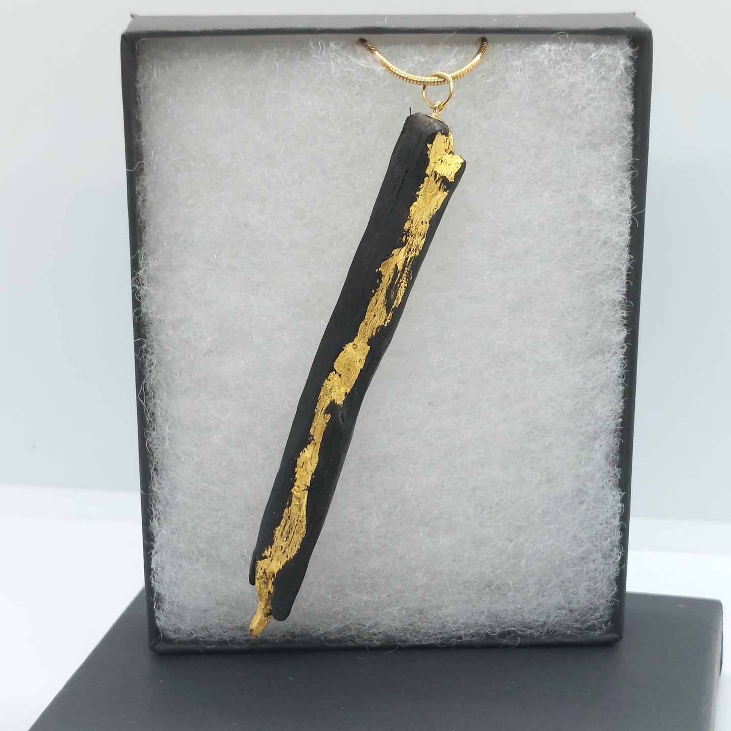 Kayleigh  - Irish bog oak necklace with 23.75ct gold leaf