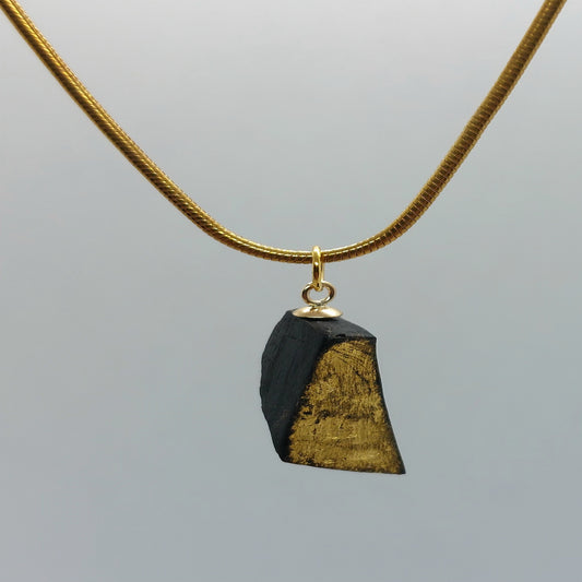 Muadhnait  - Irish bog oak necklace with 23.75ct gold leaf