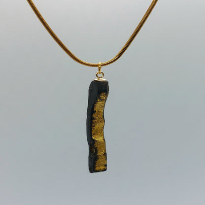 Clíodhna  - Irish bog oak necklace with 23.75ct gold leaf