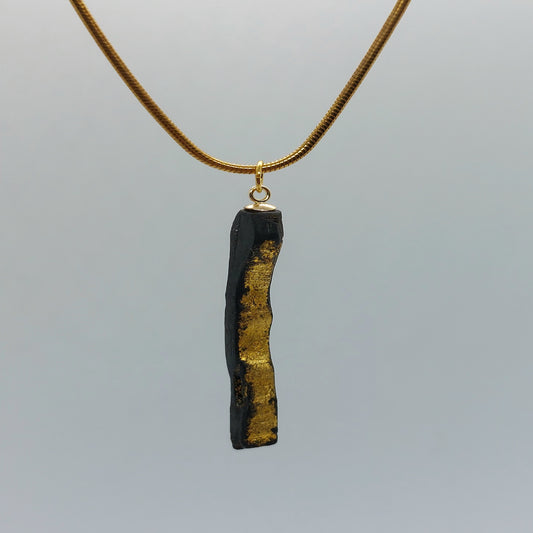 Clíodhna  - Irish bog oak necklace with 23.75ct gold leaf