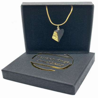 Muadhnait  - Irish bog oak necklace with 23.75ct gold leaf