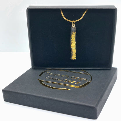 Clíodhna  - Irish bog oak necklace with 23.75ct gold leaf