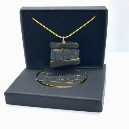 Turf Footin' - Irish bog oak necklace with 23.75ct gold leaf
