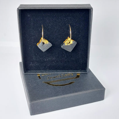Enya - Irish bog oak earrings with 23.75ct gold leaf
