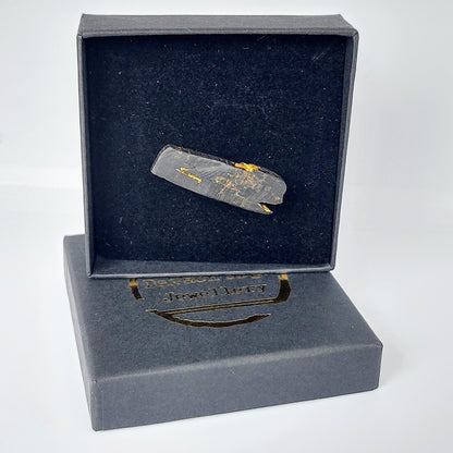 Riley - Irish bog oak brooch with 23.75ct gold leaf