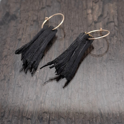 Cassidy - Irish bog oak earrings with 23.75ct gold leaf