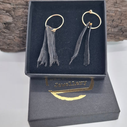 Cassidy - Irish bog oak earrings with 23.75ct gold leaf