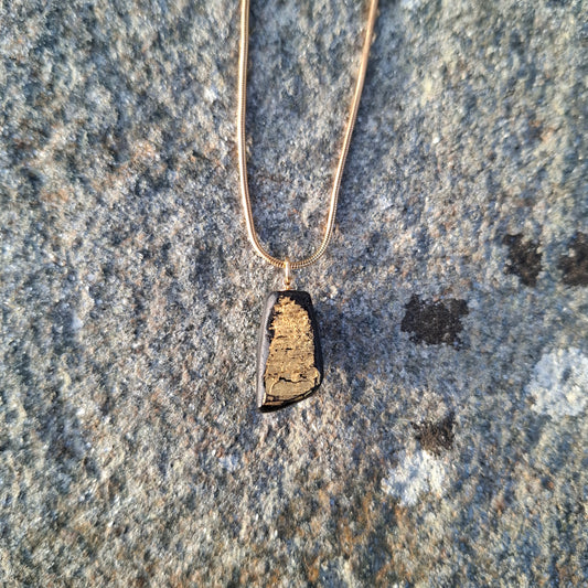 Fiona - Irish bog oak necklace with 23.75ct gold leaf