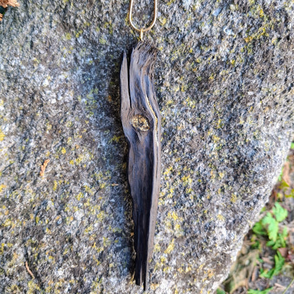 Misneach - Irish bog oak necklace with 23.75ct gold leaf