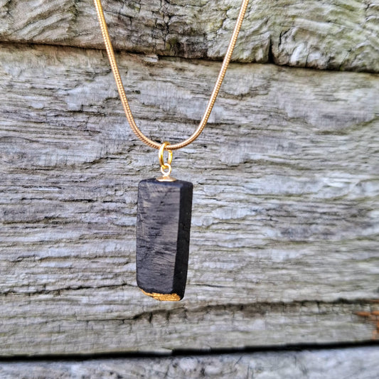 Alaina - Irish bog oak necklace with 23.75ct gold leaf