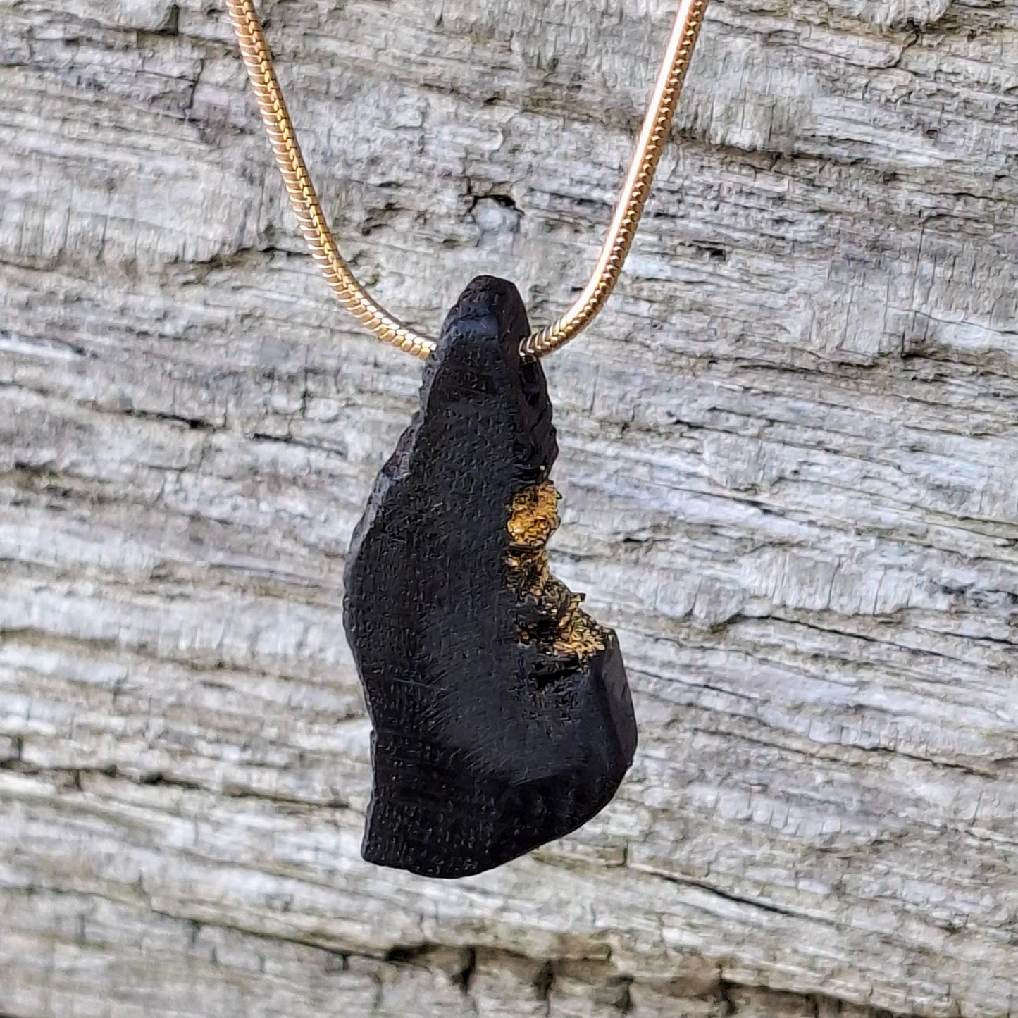 Sona - Irish bog oak necklace with 23.75ct gold leaf