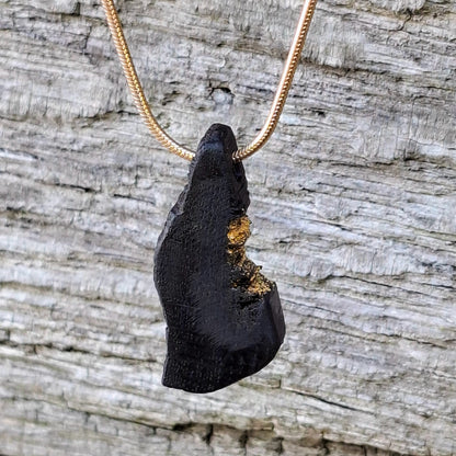 Sona - Irish bog oak necklace with 23.75ct gold leaf