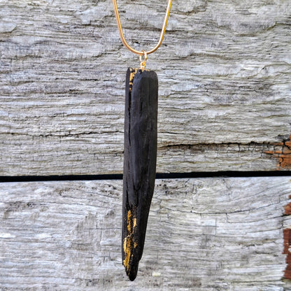 Saoirse - Irish bog oak necklace with 23.75ct gold leaf