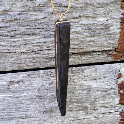 Tuilelaith - Irish bog oak necklace with 23.75ct gold leaf