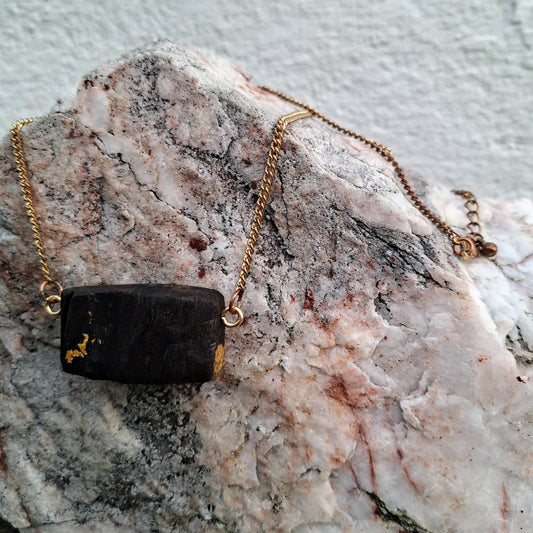 ath - reimagined, reworked, recycled, reborn necklace with Irish bog oak pendant