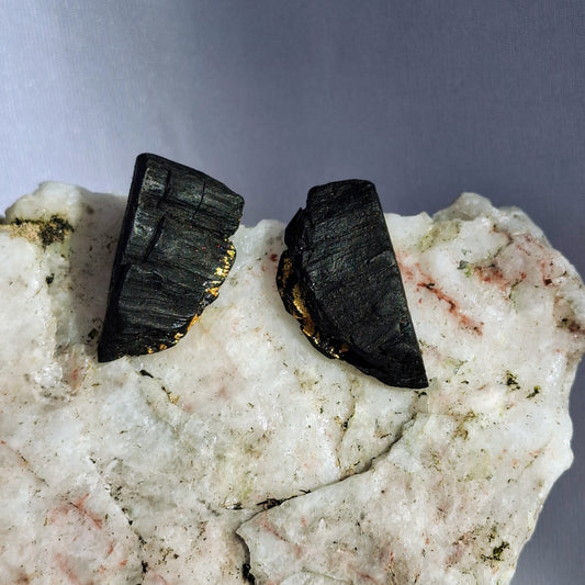 Ciara - Irish bog oak earrings with 23.75ct gold leaf