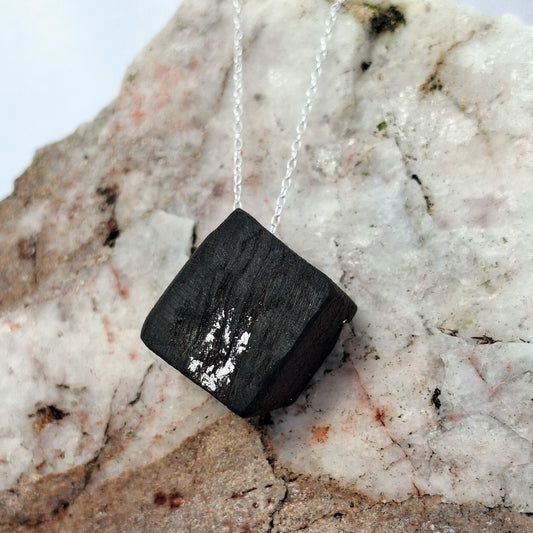 Edana- Irish bog oak with fine silver leaf