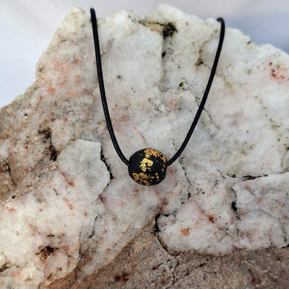 Saol - Irish bog oak necklace with 23.75ct gold leaf