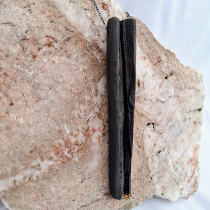 Taryn - Irish bog oak necklace with 23.75ct gold leaf