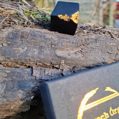 Scáil Óir - Irish bog oak pendant with 23.75kt gold leaf