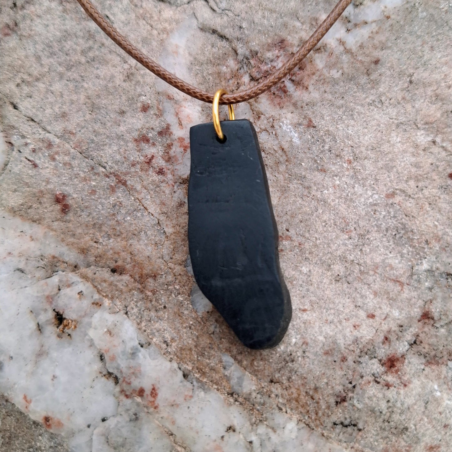 Bog oak wooden pendant with personalised custom Ogham inscription