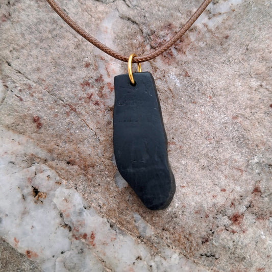 Bog oak wooden pendant with personalised custom Ogham inscription