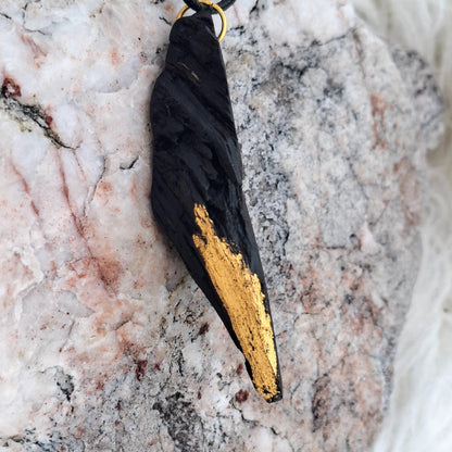 Anordúil - Irish bog oak pendant with 23.75kt gold leaf