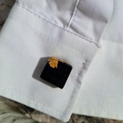 Irish bog oak Cufflinks pendant with 23.75kt gold leaf