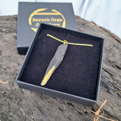Anordúil - Pendentif en chêne des marais irlandais avec feuille d'or 23,75 carats