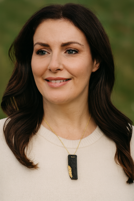 Aimsir - Irish bog oak necklace with 23.75ct gold leaf